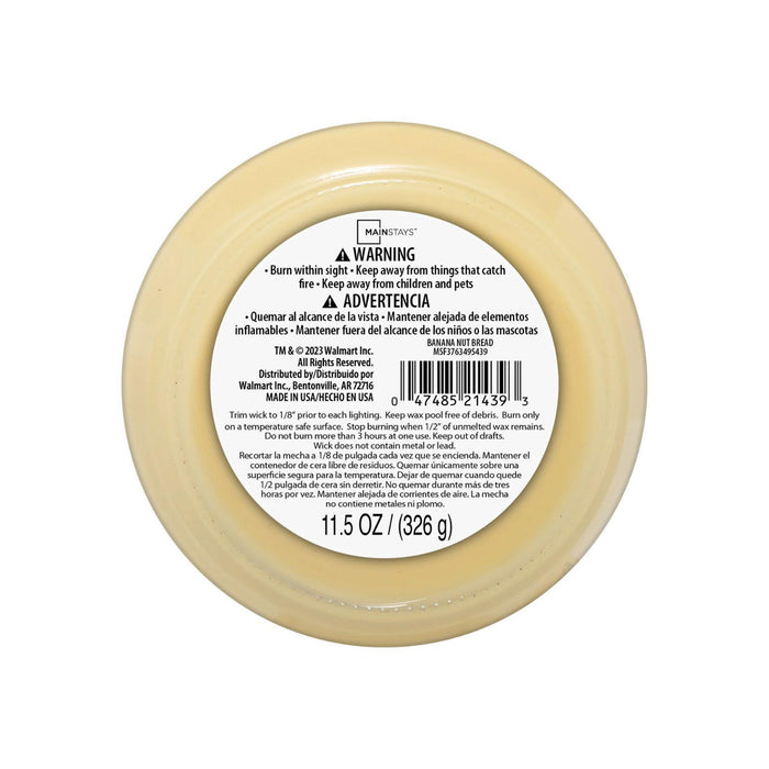 Mainstays Candle Jar 3 Wick Banana Nut Bread 11.5 oz