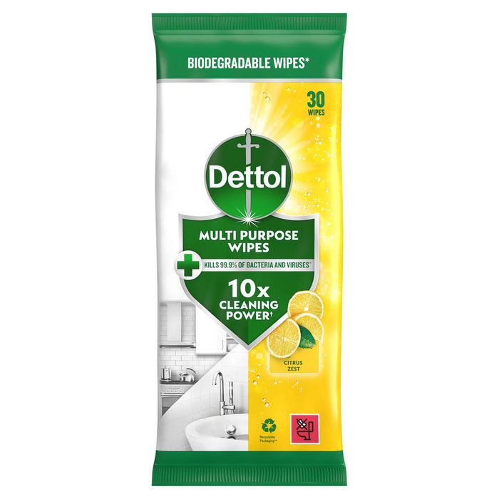 Dettol Multi-Purpose Cleaning Wipes Citrus Zest, 30 Pack