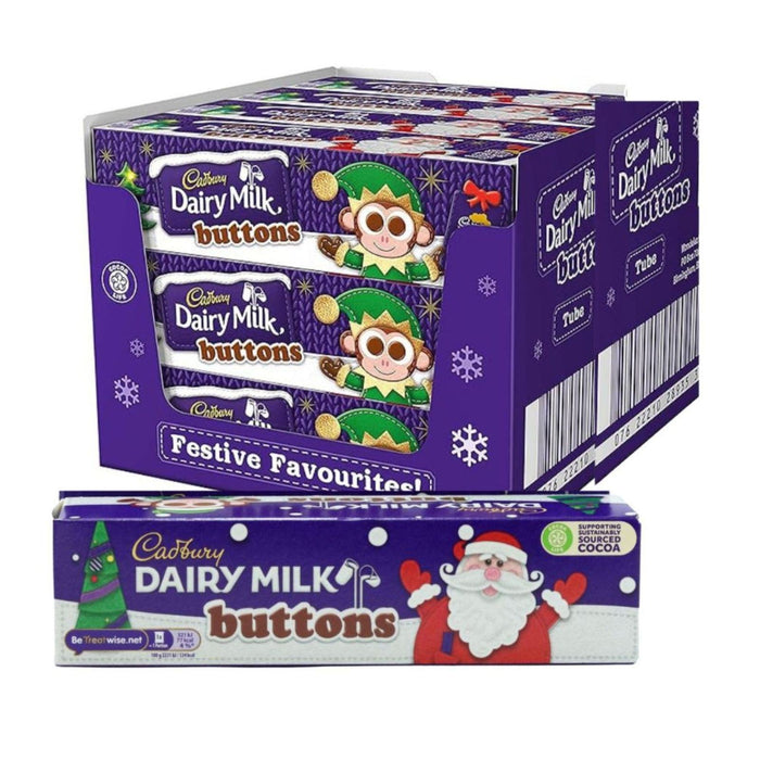 Cadbury Xmas Dairy Milk Buttons Chocolate Tubes Full Box 72g (Box of 15)