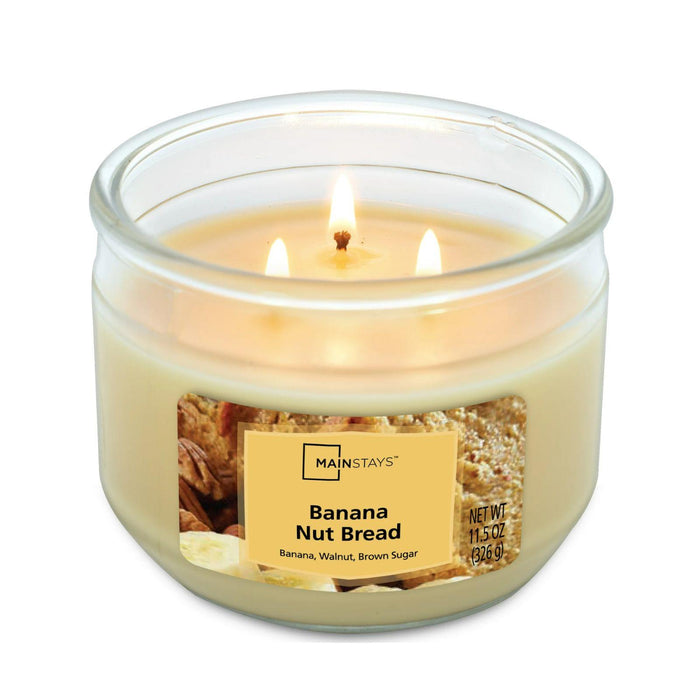 Mainstays Candle Jar 3 Wick Banana Nut Bread 11.5 oz