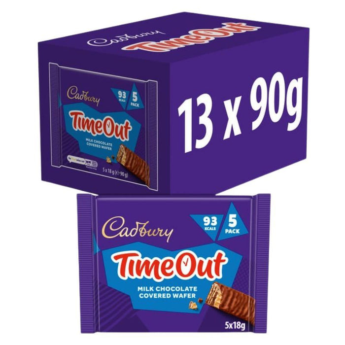 Cadbury Timeout Milk Chocolate Wafer Biscuit Bars, 5 Pack (13 x 90g)