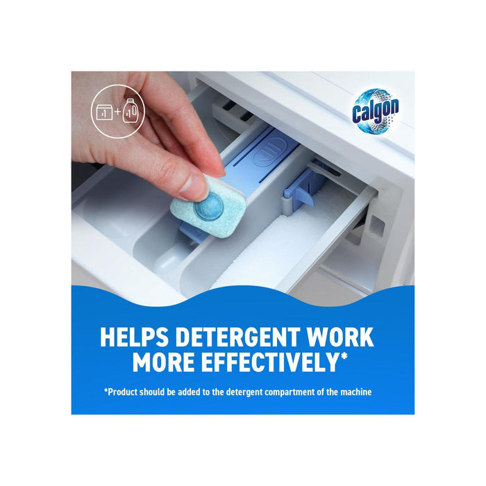 Calgon 4-in-1 Washing Machine Cleaner and Water Softener Tablets, Removes Limescale & Odours, Deep Clean Units, 45 Tablets