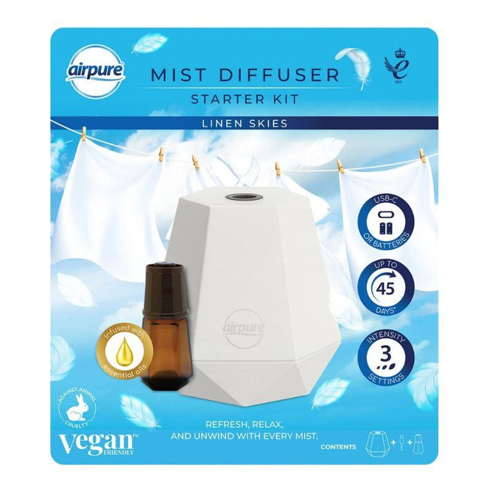 AirPure Mist Diffuser Starter Kit Linen Skies With Refill - 20ml