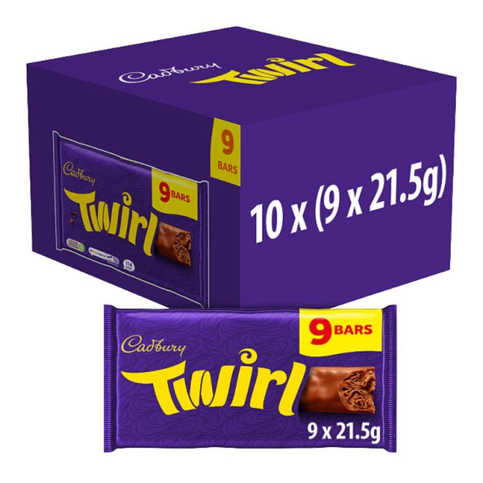 Cadbury Twirl Chocolate Bar 9 Pack Multipack (10 x 193.5g)