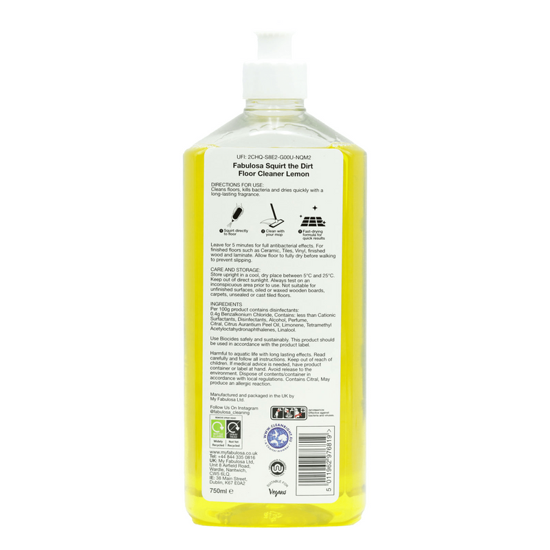 Fabulosa Squirt The Dirt Lemon Floor Cleaner (750ml) - image 2