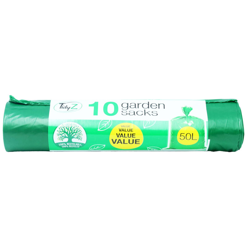 Tidyz Garden Waste Bags With Tie Handle 50L - 10 Pack