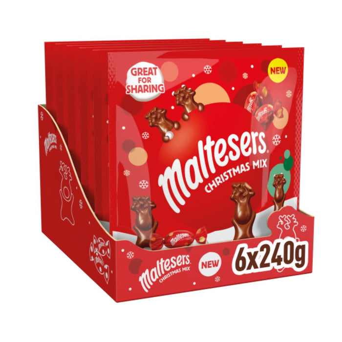 Maltesers Christmas Mix, Mint Chocolate & Milk Chocolate Selection Pouch 240g (Box of 6)