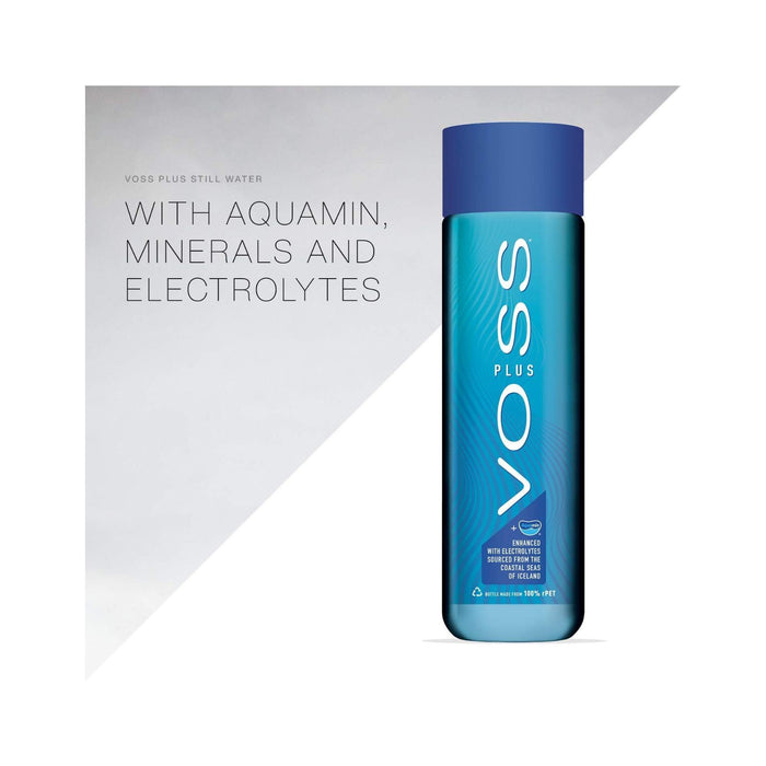 24x Voss Water, VOSS UK Plus, Artesian Still Water with Aquamin, Minerals and Electrolytes, Bulk pack of 500ml