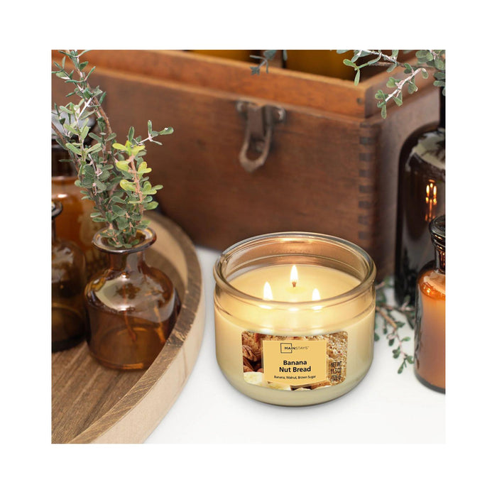 Mainstays Candle Jar 3 Wick Banana Nut Bread 11.5 oz