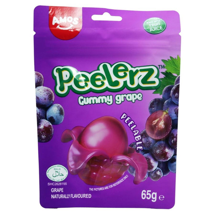Amos Peelerz Gummy Grape Peelable Candy Pouch (12 x 65g)