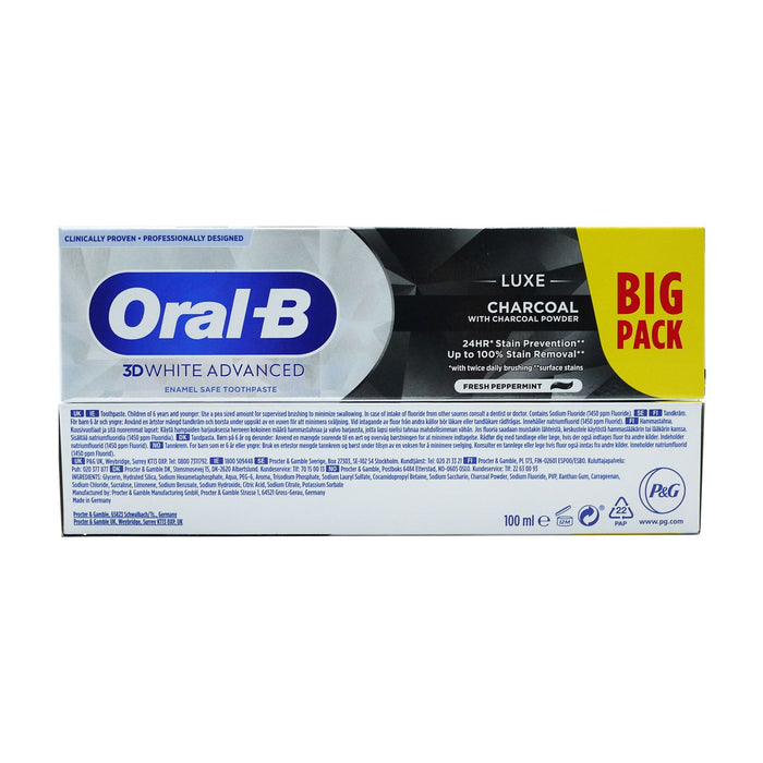 Oral-B 3DWhite Advanced Luxe Charcoal Toothpaste 100 ml