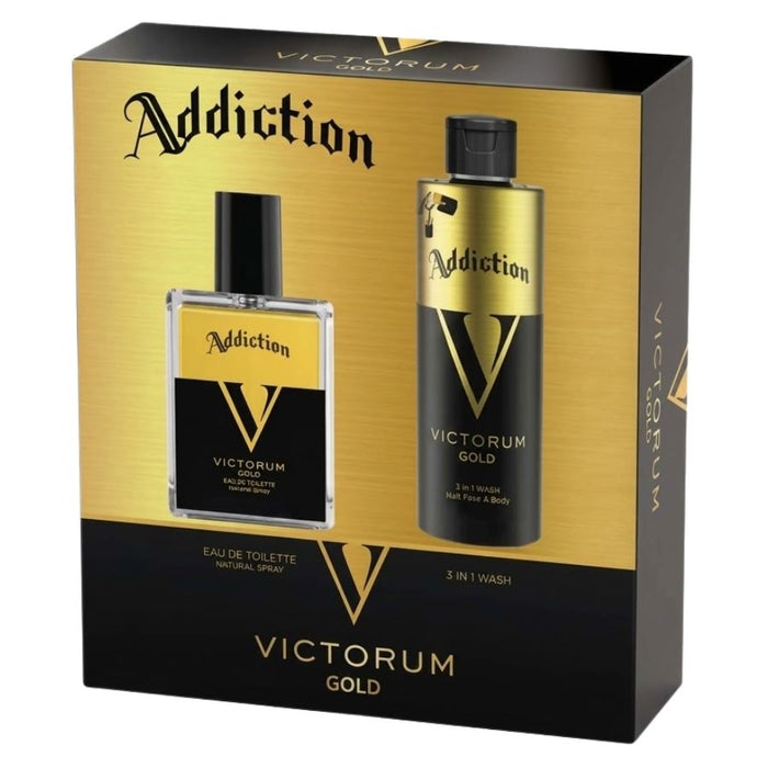 Addiction Victorum Gold Men's Fragrance Gift Set, Eau de Toilette & 3in1 Body Wash (100ml + 200ml)
