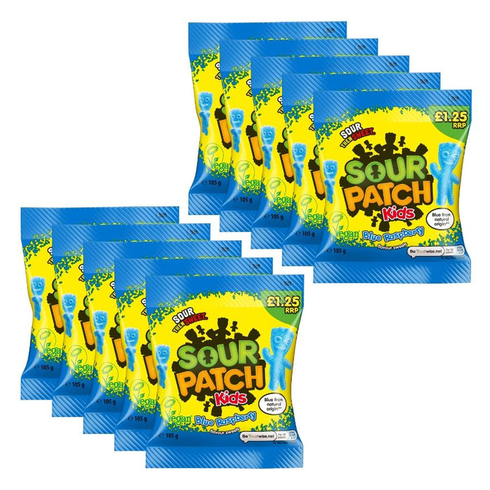 Sour Patch Kids Blue Raspberry, Soft & Chewy Sweets, (10 x 105g)
