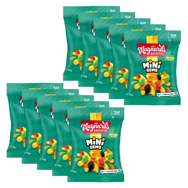 Maynards Bassetts Mini Gems Sweets Sharing Bag (10 x 110g)