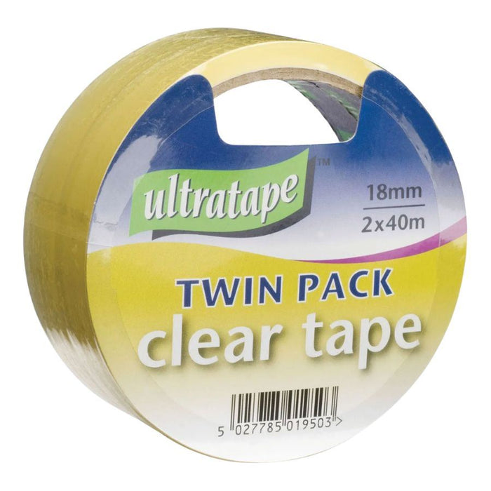 Ultratape Tape Clear Twin Pack (18mm x 40m)
