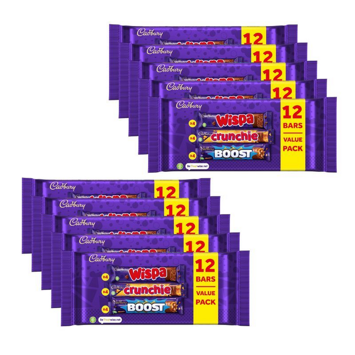 Cadbury Wispa / Crunchie / Boost Mixed Multipack 12 Bars (10 x 347.2g)