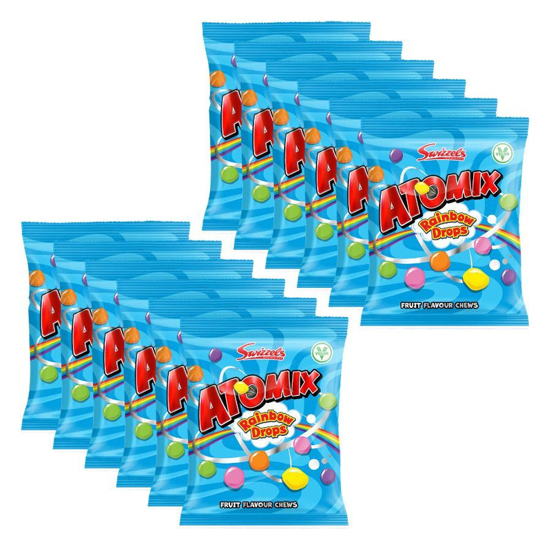 Swizzels Atomix Rainbow Drops Fruity Chewy Sweets (12 x 110g)