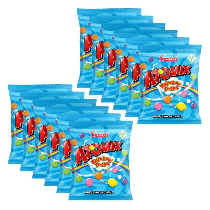 Swizzels Atomix Rainbow Drops Fruity Chewy Sweets (12 x 110g)