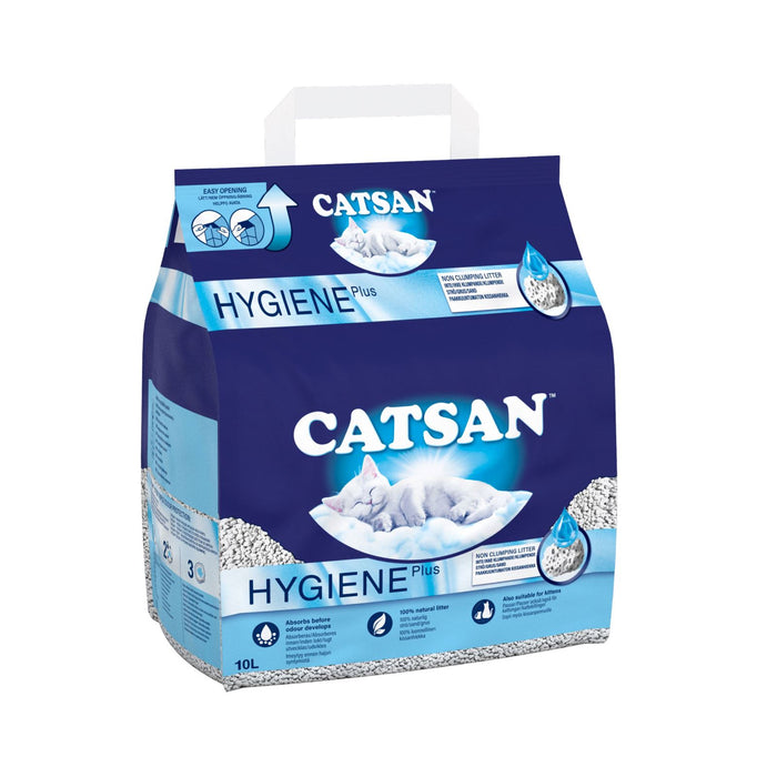 Catsan Hygiene Non Clumping Cat Litter, 100% natural, absorbent, 10L,White