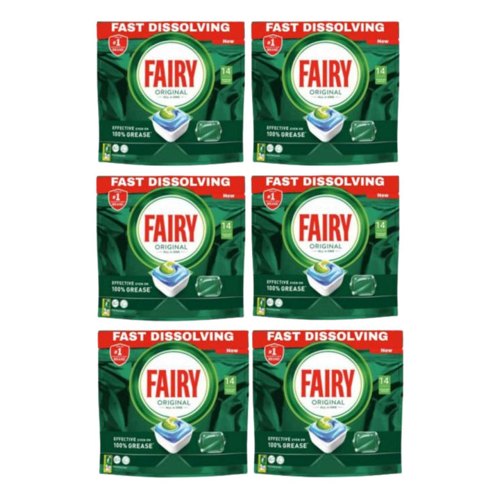 Fairy Original All In One Dishwasher Tablets pack of 14 (Box of 6)