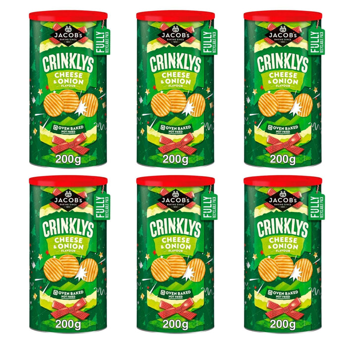 6x Jacob's Crinklys Cheese & Onion Baked Snacks 200g