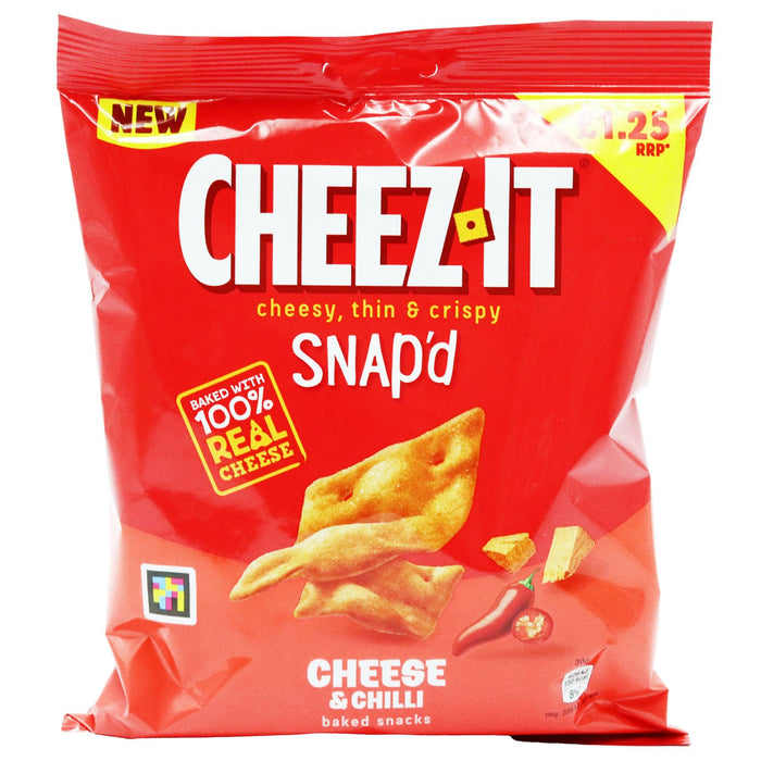 16x Cheez it Cheesy Thin Crispy Snap'd  Baked Cheese & Chilli Snacks 65g