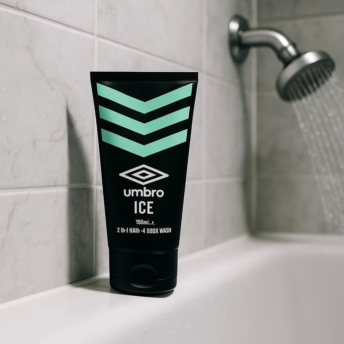 Umbro Ice Gift Set For Men - 2-in-1 Hair & Body Wash (150ml) & Men's Sport Socks