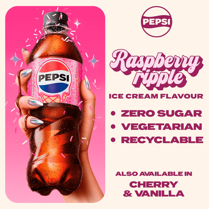 Pepsi Rasberry Ripple Flavour Zero Sugar Bottle (12 x 500ml)