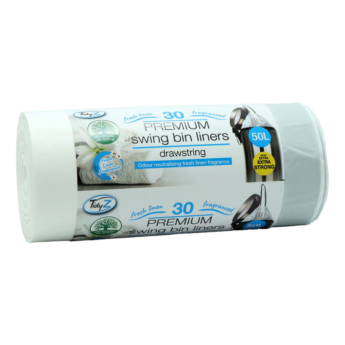 Tidyz Kitchen Bin Liners Extra Strong Waste Bags Drawstring 30s