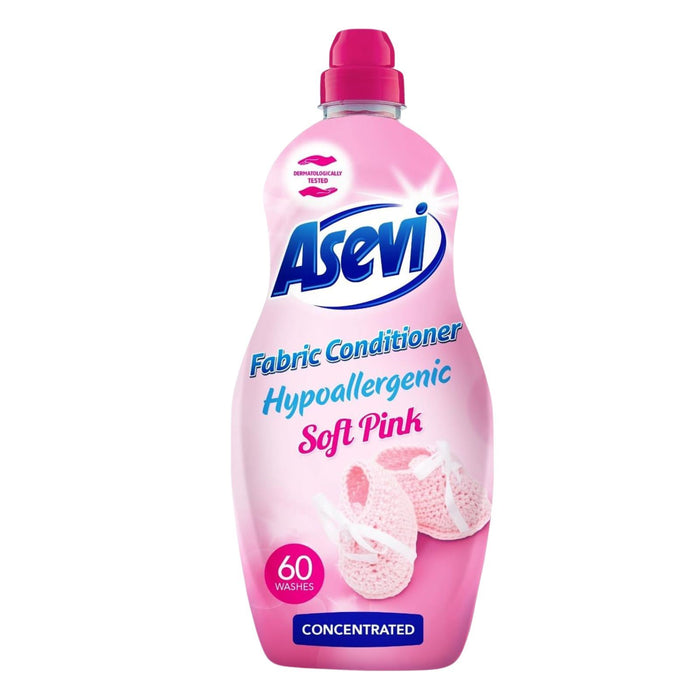 Asevi Soft Pink Hypoallergenic,Concentrated Fabric Softener,60 Washes 1380 ml