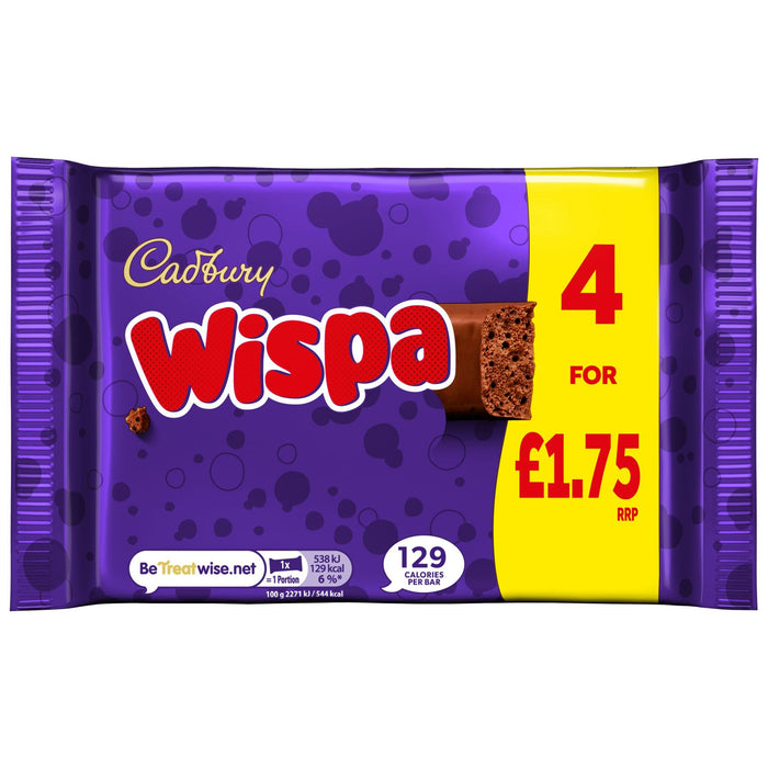 Cadbury Wispa Chocolate Bar, 4 Pack (11 x 98.4g)