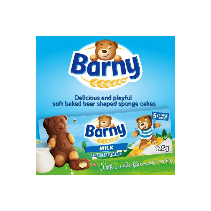 7 x Barny Milk Soft Baked Beans Kids Sponge Bear 5 Packs 125Gm