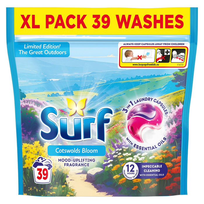 Surf 3-in-1 Laundry Washing Detergent Capsules Cotswolds Bloom, 39 Washes