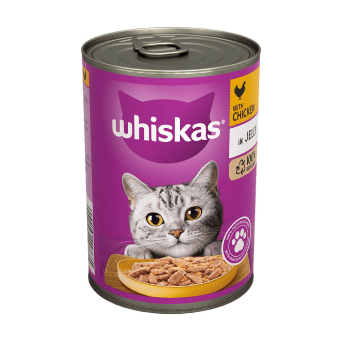 Whiskas with Chicken in Jelly Wet Cat Food Tin 400g (Box of 12)