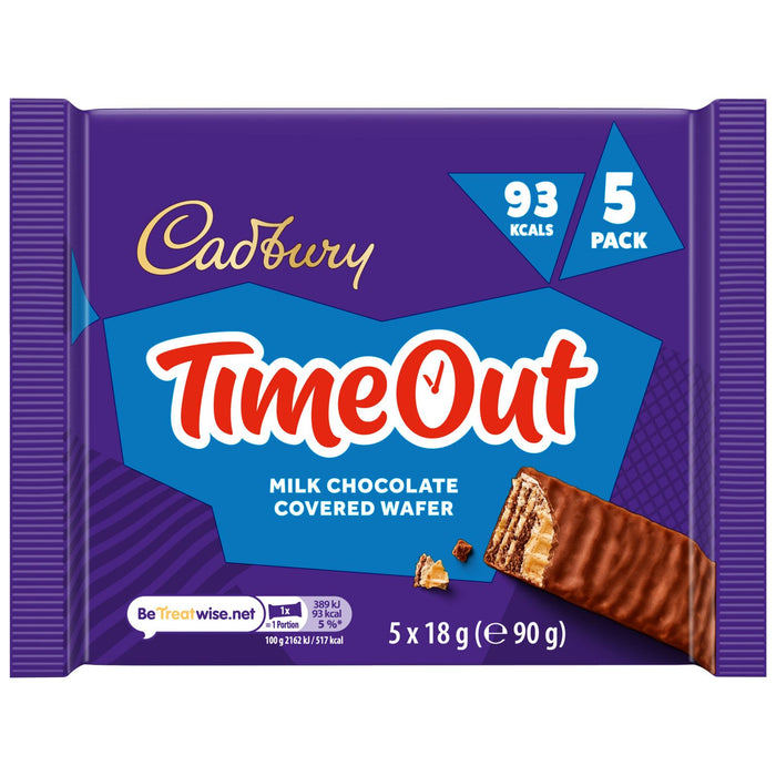 Cadbury Timeout Milk Chocolate Wafer Biscuit Bars, 5 Pack (13 x 90g)