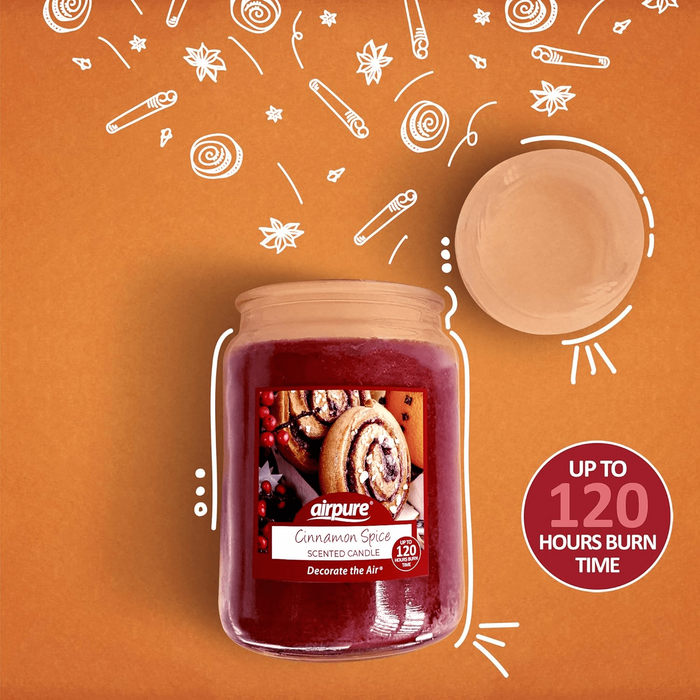 AirPure Large Scented Candle Jar Cinnamon Spice 18oz