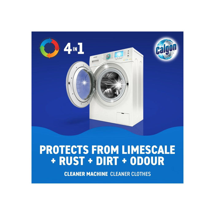 Calgon 4-in-1 Washing Machine Cleaner and Water Softener Tablets, Removes Limescale & Odours, Deep Clean Units, 45 Tablets