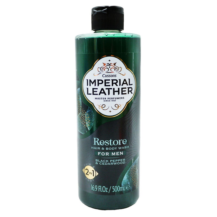 Imperial Leather Men Restore Shower Gel 2in1 Body Wash, Black Pepper and Cedarwood 500ml