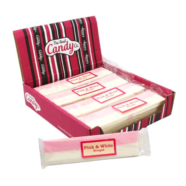 The Real Candy Co. Pink & White Nougat Bars (24 x 120g)