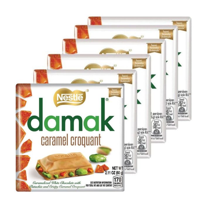 Nestle Damak Caramel Croquant White Chocolate With Pistachio 60g (Box of 6)
