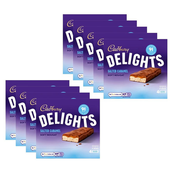 Cadbury Delights Soft Nougat Salted Caramel Bars, 4 Pack (9 x 88g)
