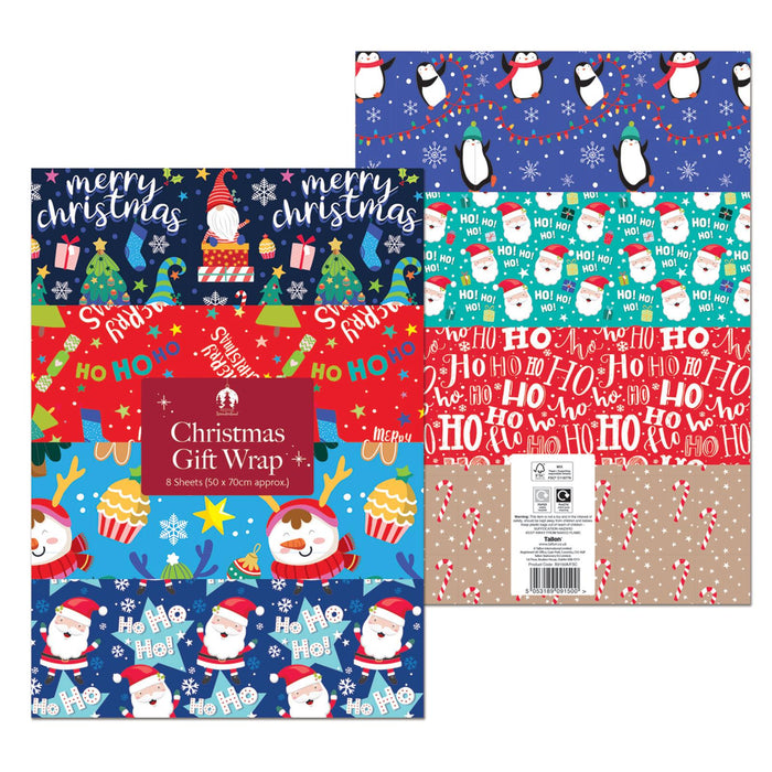 Festive Wonderland Xmas Flat Wrap 8 Sheets