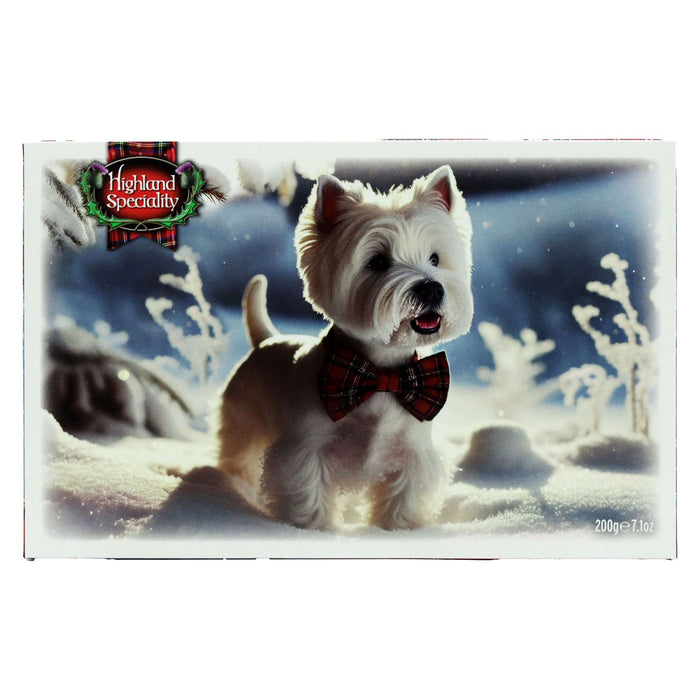 Highland Specialty Christmas Scottish Shortbread Assortment Westie Bow Tie In Snow (24 x 200g)