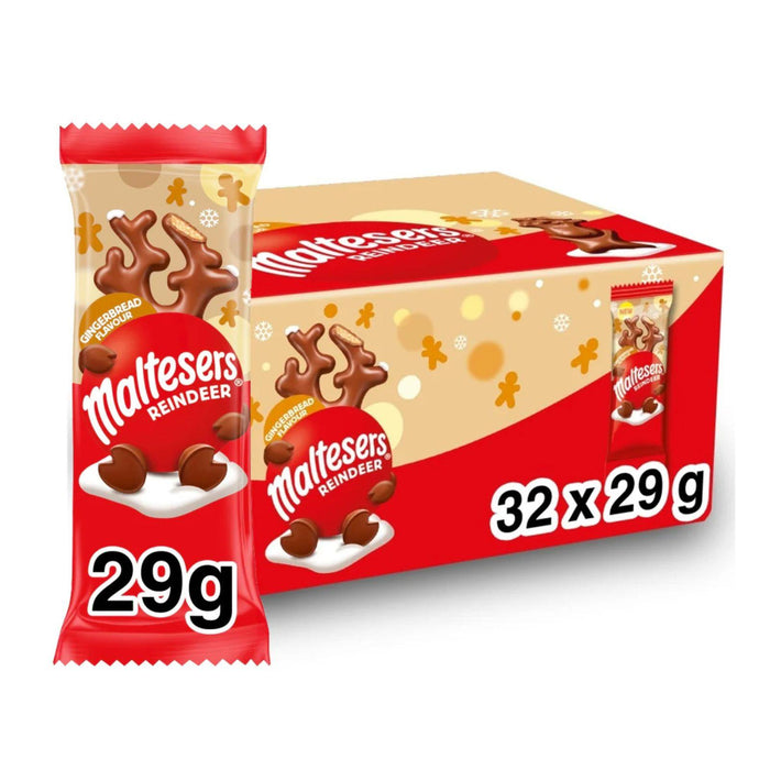 Maltesers Reindeer Gingerbread Chocolate Bars Christmas Treat 29g (Box of 32)