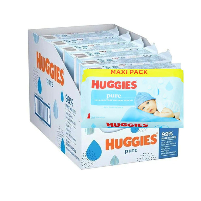 Huggies Pure Wipes 60's (Box of 12)