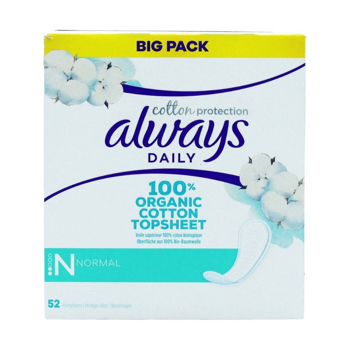 Always Dailies Organic Cotton Protection Normal Panty Liners (52s)