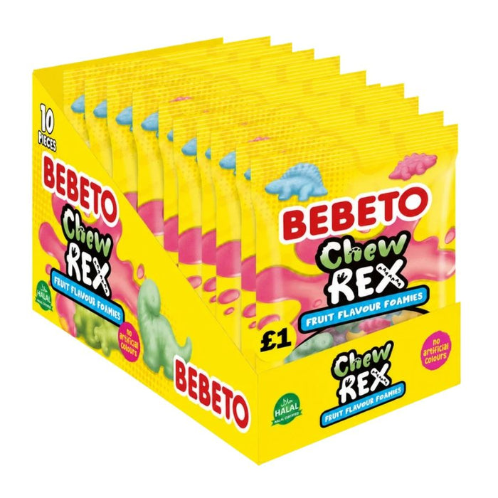 Bebeto Chew Rex Fruit & Bubble Gum Flavour Foamies (10 x 130g)