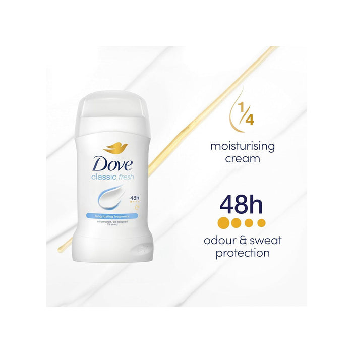 Dove Classic Fresh Women's Antiperspirant Deodorant Cream Stick for 48 hour sweat protection 50ml