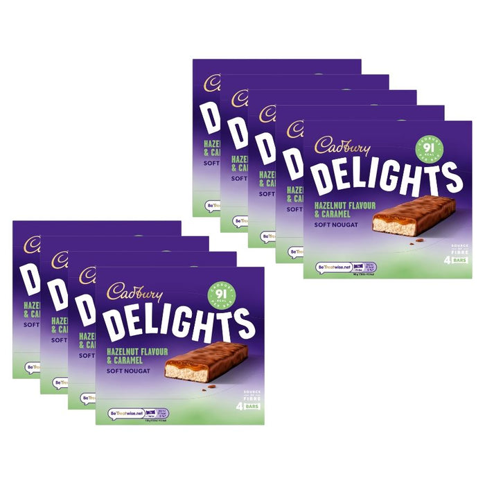 Cadbury Delights Soft Nougat Hazelnut & Caramel Bars, 4 Pack (9 x 88g)