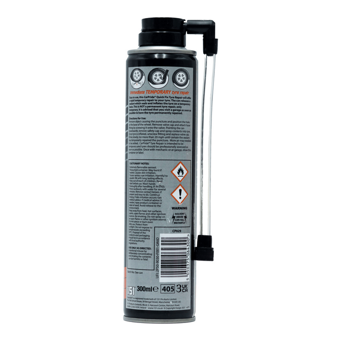 Car Pride Quick Fix Tyre Repair Spray (300ml)